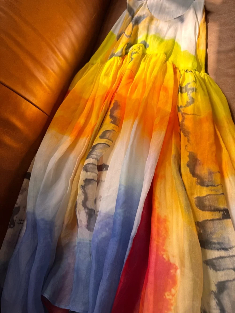 Angel Chen Tie Dye silk runway watercolor Midi Shanghai Spring 2022 collection - Picture 7 of 17